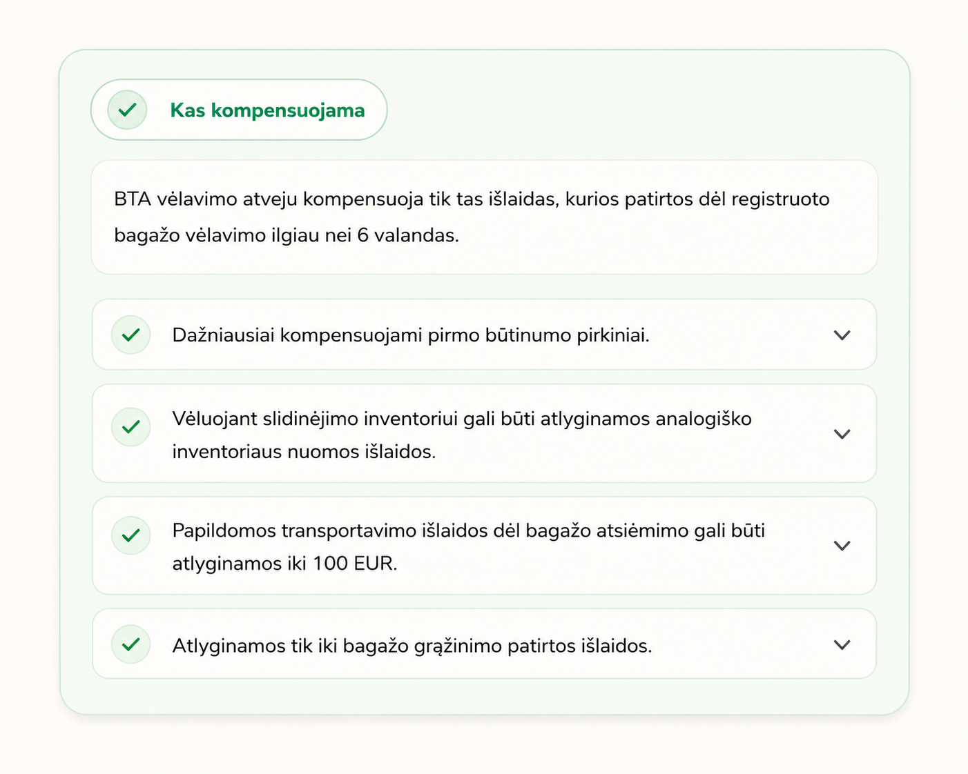 Patirtos išlaidos dėl vėlavimo